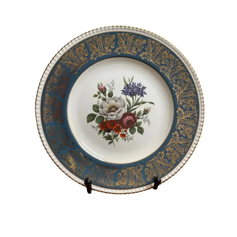 Vintage Solian Ware Simpsons Cobridge England 10.5” Floral Gold Plate